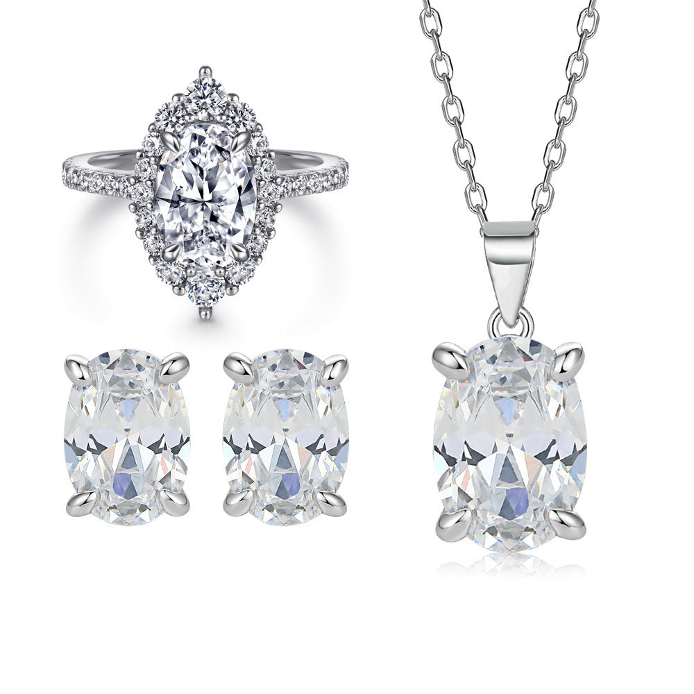 Collier pendentif ovale en pierre précieuse, boucles d'oreilles à tige pour femme